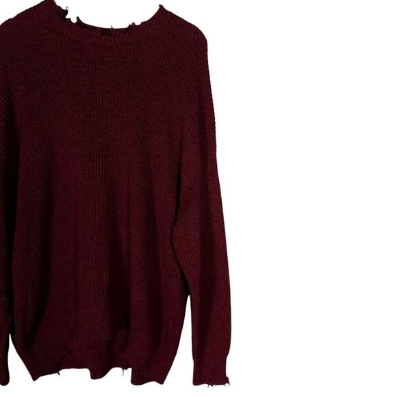 Pistola Womens Distressed Sweater XL Cherry Red Knit Oversized Edgy Streetwear - Picture 2 of 15
